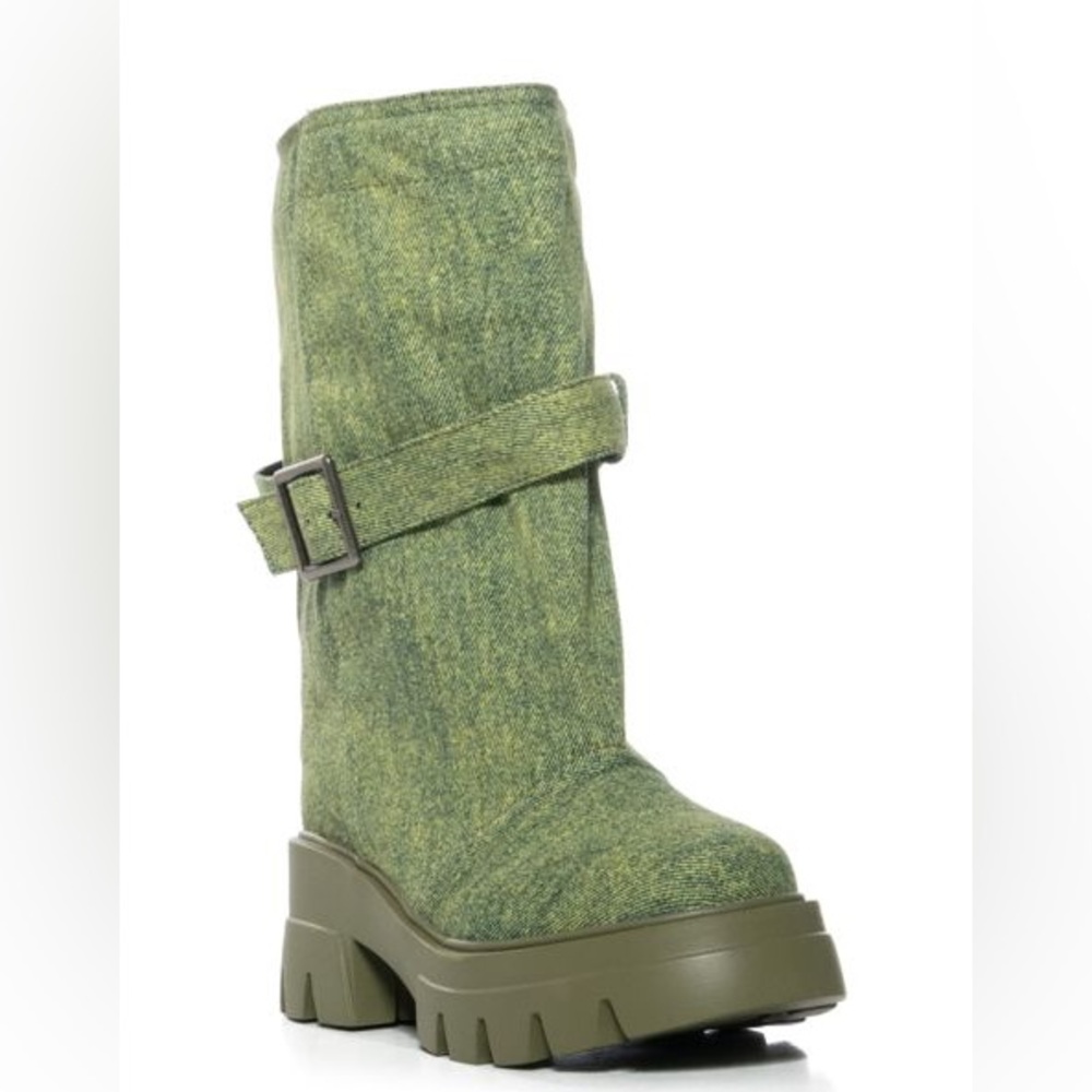 AZALEA WANG Bucket Green Denim Booties - Picture 4 of 5